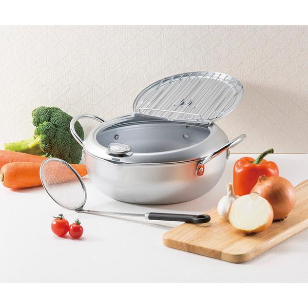 味楽亭IIフタ付天プラ鍋24cm(カス揚げ付)7041146 : MAXZEN Direct プラ鍋