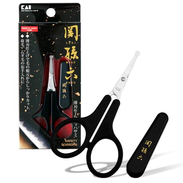 貝印 関孫六 鼻毛 ハサミ 先丸 眉毛 ムダ毛 キャップ付き 日本製 HC3539 ・内容量:1個・原産国:日本・商品サイズ (幅×奥行×高さ) :60mm×13mm×142mm・商品紹介刃幅が狭く、薄刃仕上げのセフティハサミです。使用方法...
