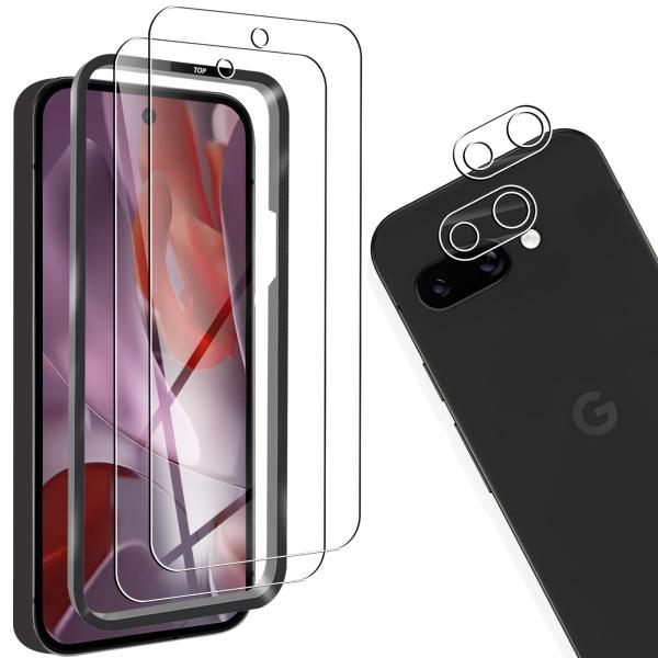 対応 Google Pixel 9A ガラスフィルム 2枚 + 対応 Google Pixel 9A 5G レンズ保護フィルム 2枚 対応