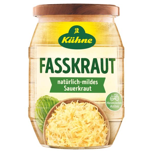キューネ ザワークラウト 425ml ・カロリー:34kcal (100gあたり)・内容量:400g・原材料:キャベツ、漬け原材料(食塩)・商品サイズ(高さx奥行x幅):120mm×80mm×80mm・多湿を避けて常温で保存