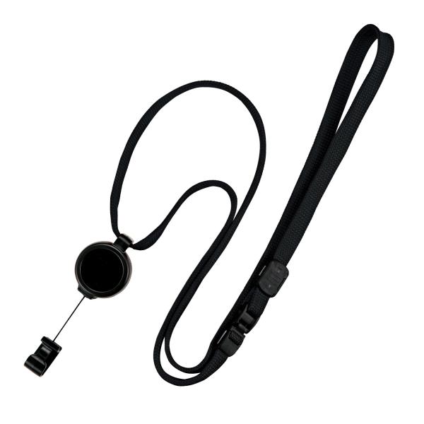 [オープン] 工業 ループクリップ 名札 ストラップ ネックストラップ 紐 ひも リール式 伸縮 伸びる 1本 ブラック 黒 NX-9P-BK ・【リール】最長約60cm・【仕様】安全装置、長さ調節機能付き・【本体サイズ】長さ 約90cm ...