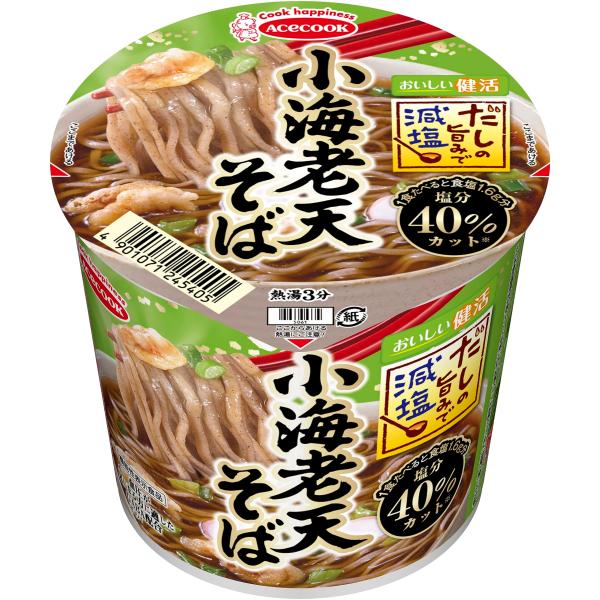 エースコック だしの旨みで減塩 小海老天そば 42g×12個 ・1食(42g)当たり:エネルギー169kcal、タンパク質5.2g、脂質7.0g、炭水化物21.4g、食塩相当量1.6g・内容量:42g×12個・原産国:日本・商品サイズ(高さ...