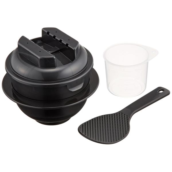 カクセー 炊飯器 電子レンジ調理 一合炊き 備長炭配合 ちびくろちゃん ブラック 約直径13.9×高さ12.5cm しゃもじ：約長さ17.5×幅6.5cm 計量カップ：1合用 しゃもじ 計量カップ付 レンジで温めるだけ 日本製 ・本体/耐熱...