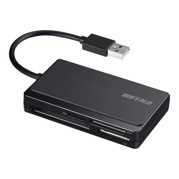 バッファロー BUFFALO USB2.0 マルチカードリーダー ケーブル収納モデル ブラック BSCR308U2BK コンパクトフラッシュ