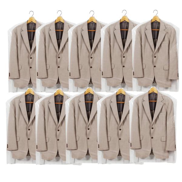 東和産業 衣類カバー Basic スーツカバー 10枚入り ・サイズ:約60×95cm・本体重量:約16.9g・生産国:日本・素材・材質:不織布/ポリプロピレン、フィルム/ポリプロピレン