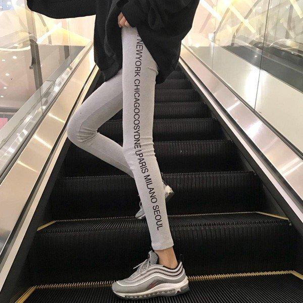 リブ レギンス レディース パンツ コーデ スキニー おしゃれ 綿 スポーツ ライン スパッツ ロゴ 30代 40代 50代 C Lg 013 マユポポ 通販 Yahoo ショッピング