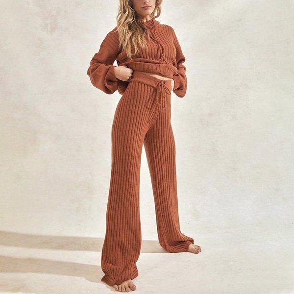 セットアップ レディース ルームウェア 上下セット リブニット フード付き パーカー リラックス ニットトップス パンツ おしやれ 秋冬 カジュアル C Ltop 390 マユポポ 通販 Yahoo ショッピング