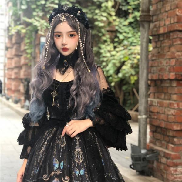 レディース コスプレ ロリータ風ワンピ 姫様 4点セット レディース ゴシック ハロウイン 日系女子中高生 ゴスロリ ロリータ ロリータ風ワンピ 春夏ワンピース ワンピース コスプレ Fugu1912 マユポポ 可愛い
