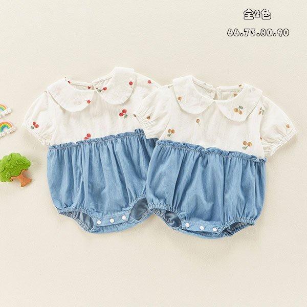 ベビー服 女の子 ボディスーツ ロンパース 半袖 ラペル 夏着 新生児 赤ちゃん 可愛い チェリー柄 デニム 姉妹 双子 出産祝い ベビー コットン お出かけ 66 90 P マユポポ 通販 Yahoo ショッピング