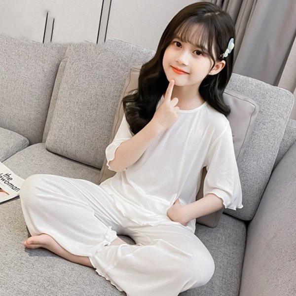 韓国子供服 パジャマ 夏 薄手 綿 上下セット キッズ パジャマ 半袖 長ズボン ２点セット おしゃれ 可愛い 寝巻 ルームウェア 女の子 夏用 部屋着 3色 P マユポポ 通販 Yahoo ショッピング