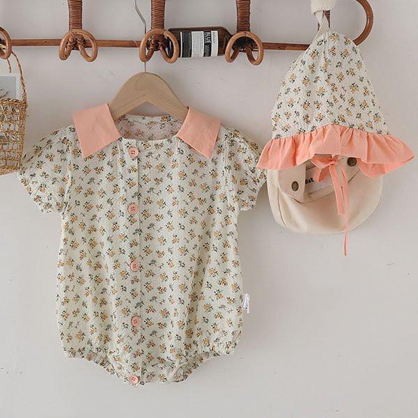ベビー服 2点セット ロンパース 帽子 花柄 純綿 可愛い 女の子 赤ちゃん 夏服 ジャンプスーツ ボディスー 半袖 花柄 出産祝い 姉妹 お出かけ 撮影写真 66 90 P マユポポ 通販 Yahoo ショッピング