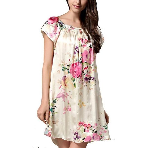 シルク100 パジャマ ワンピース ルームウェア ネグリジェ ラウンドネック 半袖 優雅 ゆったりデザイン エレガント 花模様 レディース Buyee Buyee Japanese Proxy Service Buy From Japan Bot Online