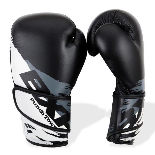PunchTown [p`^E]@BXR KR {NVOO[ui/j^ Boxing Gloves - Black/White