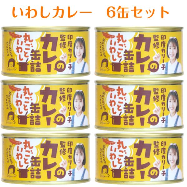 印度カリー子監修のカレー缶詰（170ｇ）6缶セット 木の屋石巻水産 いわしカレー いわしカレー缶詰 いわし イワシ 鰯 缶詰 缶つま おつまみ 酒の肴 キャンプ