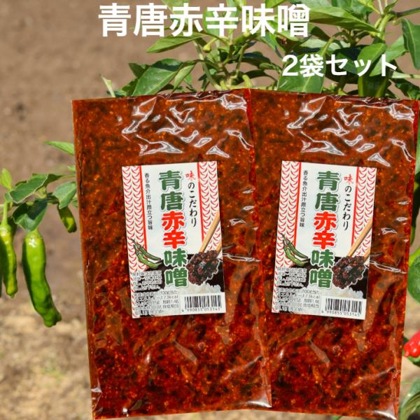 青唐赤辛味噌（200ｇ）2袋セット 青唐味噌 青唐がらし味噌 からし味噌 赤辛味噌 青唐辛子味噌 辛子味噌 辛い味噌 青唐辛子 姉妹品 ご飯のお供 惣菜