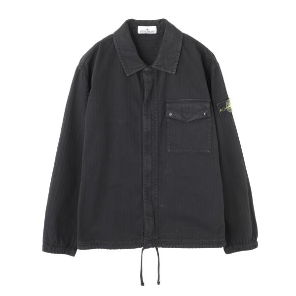 ストーンアイランド ジャケット STONE ISLAND シャツジャケット 1200014 COTTON HERRINGBONE ブラック メンズ