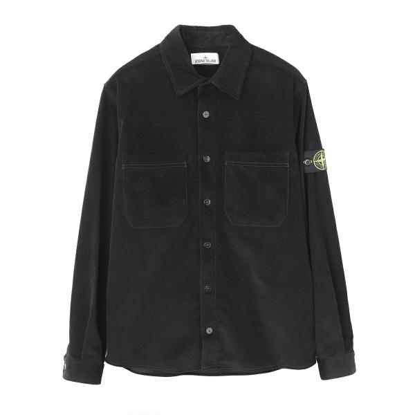 ストーンアイランド シャツ STONE ISLAND 長袖 1200040 COTTON MICRO-CORDUROY オーバーシャツ ブラック メンズ