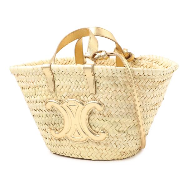 【新品未使用】セリーヌ CELINE トリオンフ2WAYかごバッグ ゴールド 新品未使用】セリーヌ CELINE トリオンフ2WAYかごバッグ