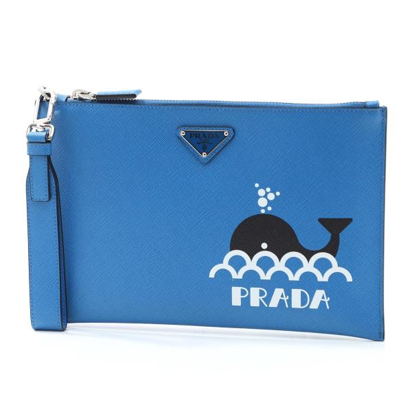 プラダ Prada ポーチ Saffiano サフィアーノ メンズ ブルー 大特価 2nh005 2bov F0qnj クラッチバッグ
