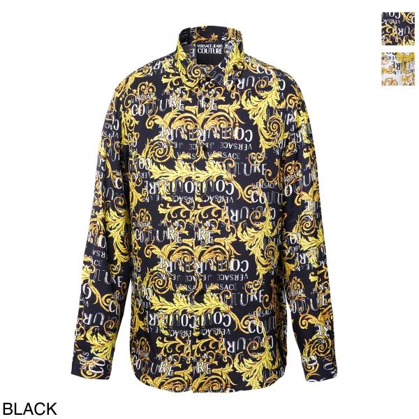 【新品】GIANNI VERSACE ヴェルサーチ　長袖シャツ　メンズ　総柄　L VERSACE JEANS COUTURE ヴェルサーチェ 長袖シャツ/総柄シャツ