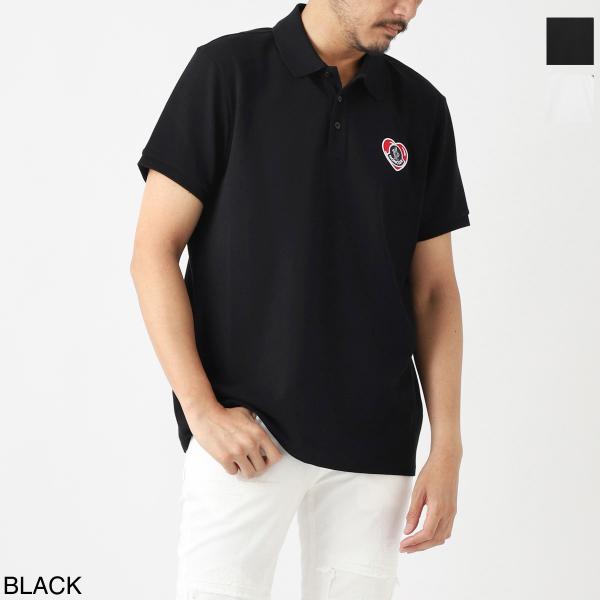 極美品モンクレール MONCLER 立体パッチワークロゴ ストレッチポロシャツ黒 MONCLER（モンクレール） ポロシャツ メンズ 8a00010-84556-999