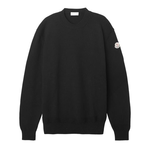 モンクレール ニット MONCLER クルーネック 長袖 ブラック メンズ ロゴパッチ セーター プルオーバー スウェット