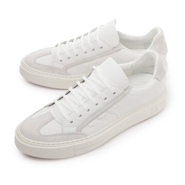 箱付● フェラガモ ローカット スニーカー ガンチーニ ホワイト 24.5相当 FERRAGAMO（フェラガモ） スニーカー GANCINI SNEAKER 大きいサイズ