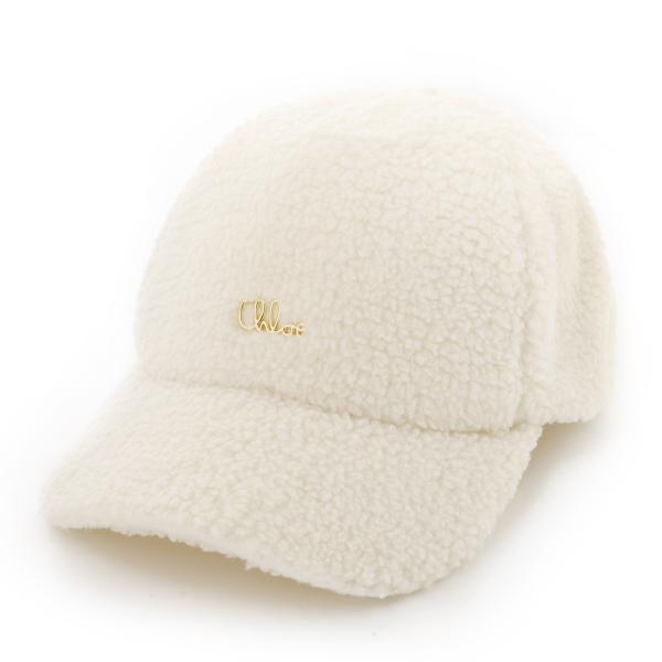 Chloe（クロエ） キャップ ロゴ ボア ムートン シェルパフリース 帽子
