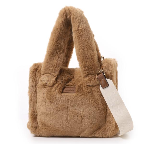 クロエ Chloe ハンドバッグ 2WAY ロゴ フェイクファー ショルダーバッグ KIDS キッズ ガールズ ブラウン レディース c21323-31f-thrush