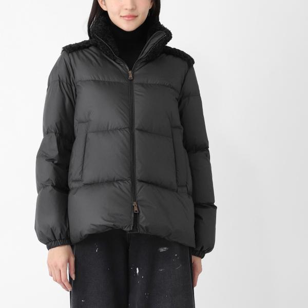 モンクレール ダウン MONCLER ダウンジャケット ESNAIE エスナイエ ブラック レディース ボア 異素材MIX