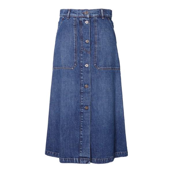 再出品！MaxMara デニムスカート オプンツィア] コットン デニム スカート, navy | 