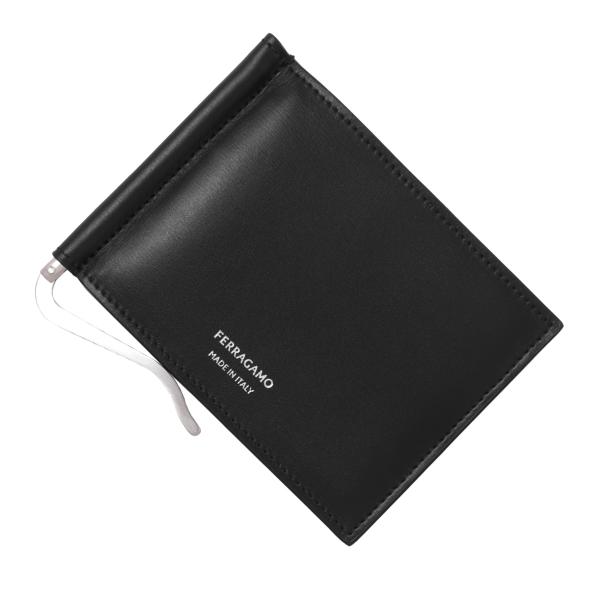 【新品未使用】Salvatore Ferragamo マネークリップ FERRAGAMO フェラガモ マネークリップ 2つ折り財布 ブラック
