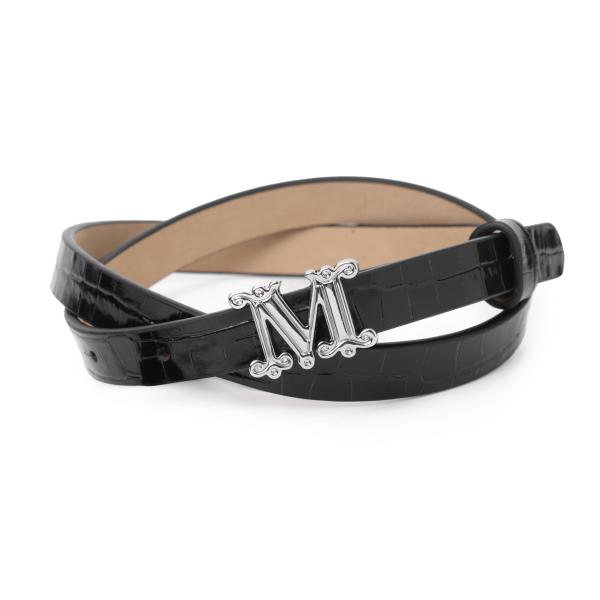 【希少】S MAX MARA ジャガード ブラック ベルト 44 大きいサイズ Max Mara（マックスマーラ） ベルト MGRAZIATA15 CROC ブラック