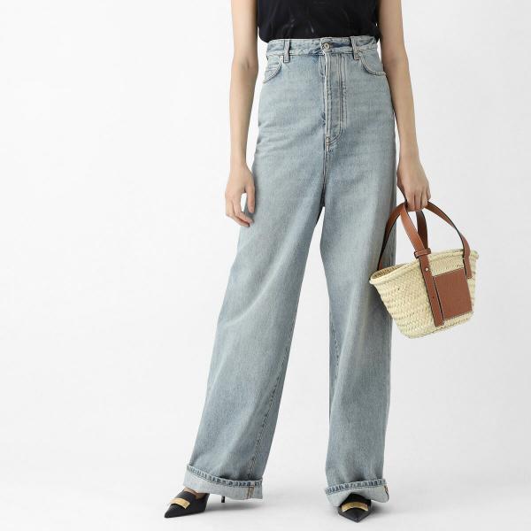ロエベ LOEWE ボタンフライジーンズ BUSTIER HIGH WAISTED JEANS ブルー レディース s540y11x59-8438