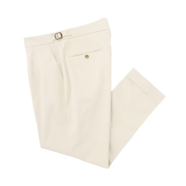 ベルウィッチ BERWICH ツープリーツ スラックス SCOTCH GABARDINA STRETCH スコッチ コットンパンツ ホワイト メンズ