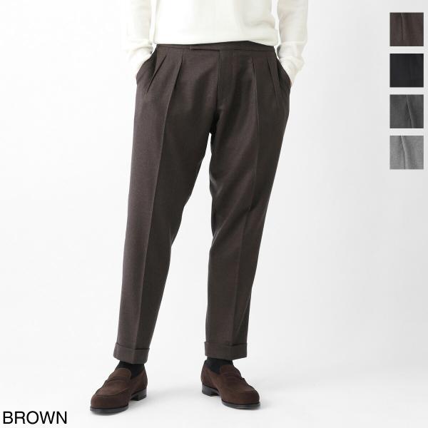 ベルウィッチ BERWICH ツープリーツ スラックス SCOTCH LIGHT MELANGE WOOL ウールパンツ メンズ scotch-rd5470-brown