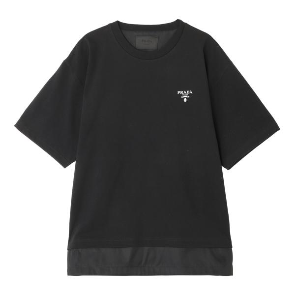 PRADA（プラダ） クルーネック半袖Tシャツ ブラック メンズ ujn742