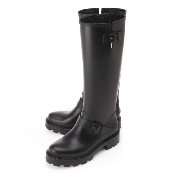 JIMMY CHOO厚底レインブーツ　スノーブーツ黒YAEL FLAT mb-y_yaelflat-t-zpx-blk
