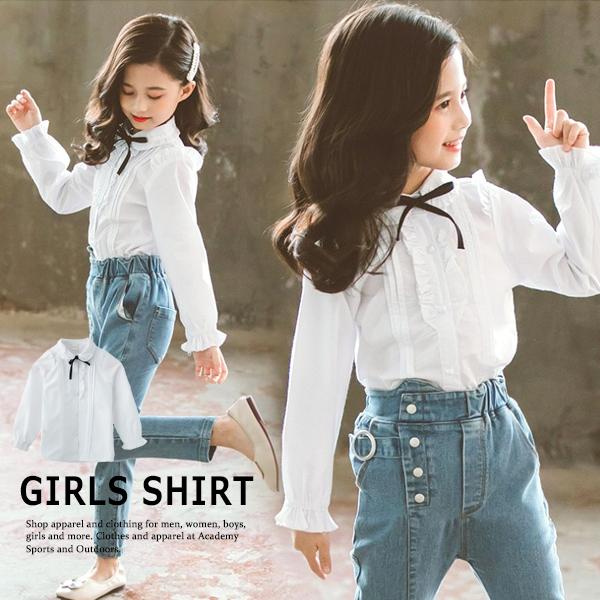 子供服 キッズ 長袖シャツ リボン付き フリルブラウス フォーマル カジュアル Yシャツ 女の子 無地 シンプル入園 入学 ガールズ 女児 ジュニア 韓国こども服 Dc 574 Mb2 通販 Yahoo ショッピング