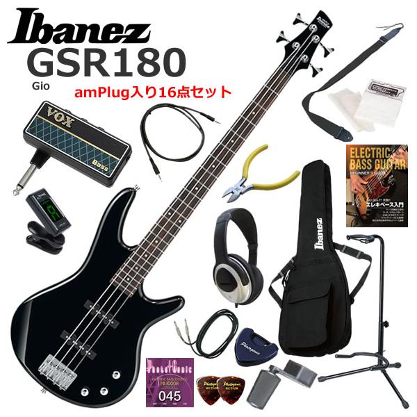Ibanez アイバニーズ GSR180/BK  エレキベース 初心者セット  ヘッドホン・ベース・アンプamPlug3が入った16点セット