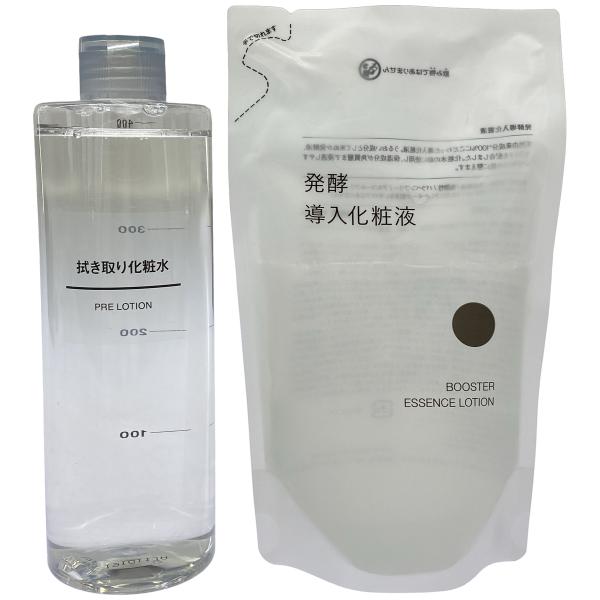 Z000 MUJI 無印良品 拭き取り化粧水 400ml & 発酵導入化粧液 詰替用