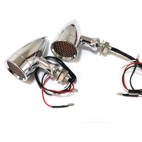 バイク LED ウインカー メッシュタイプ 激渋/2個セット/ポジション付き アメリカン/レトロ/チョッパー/【ブラック・シルバー選択】