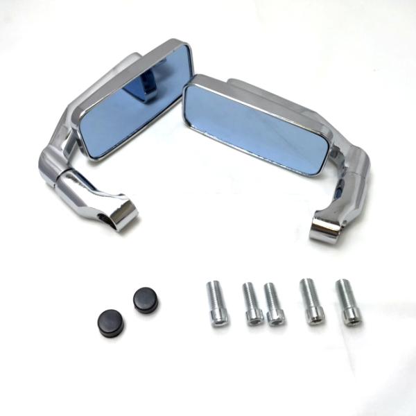 バイク用 バレン スクエアー ミラー ローポジション 角度自在 正ネジ逆ネジ変換ボルト5種【メッキ】ビッグスクーター・ネイキッド マグザム　マジェ等にも