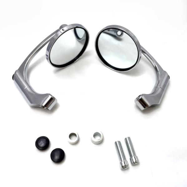 バレン スクエアー オーバルタイプ 左右セット クラシック ミラー ローポジション より低く！ハーレー、国産 （クロームメッキ）８mm/10mm