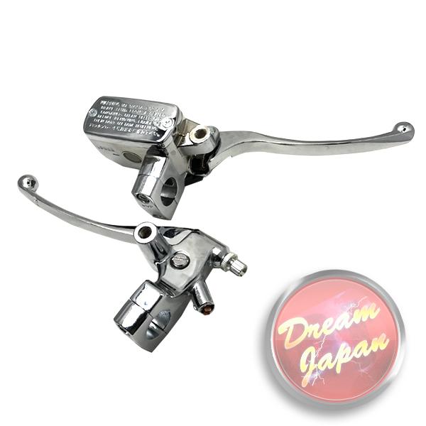 バイク 25mmハンドル用(1インチ） ブレーキ クラッチレバー マスターシリンダー セット メッキ /汎用/ドラッグスター/バルカン/シャドウ