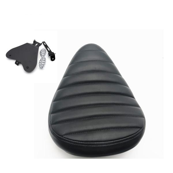バイク ソロシート シングルシート 厚め 【横タックロール】  金具付き 合皮/汎用/ チョッパー / ドラッグスター ビラーゴ SR TW マグナ カスタム