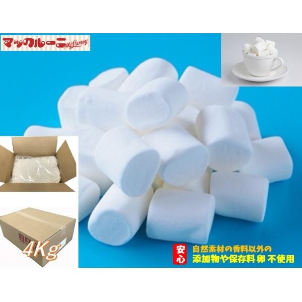 マシュマロ お徳用 4kg箱詰めバニラ風味 通常サイズの マシュマロ 約25Φ x 23〜25mmBBQ スモア でも大人気お菓子作りや製菓材料として幅広い販売実績がありますバレンタイン ホワイトデー クリスマス デコレーションケーキ スィ...