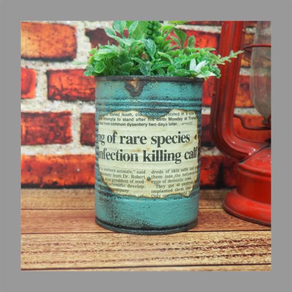 リメイク缶 リメ缶【ブルー】多肉植物 アンティーク缶 鉢植え 寄せ植え