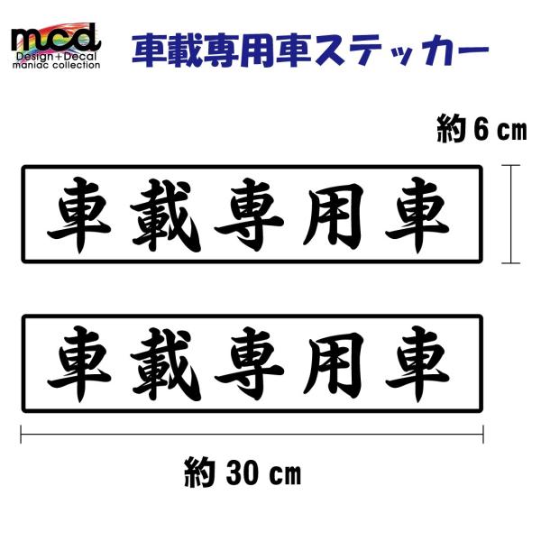 車載専用車 ステッカー (白ベース黒文字) 筆文字 2枚セット 30cm×6cm キャリアカー トラック