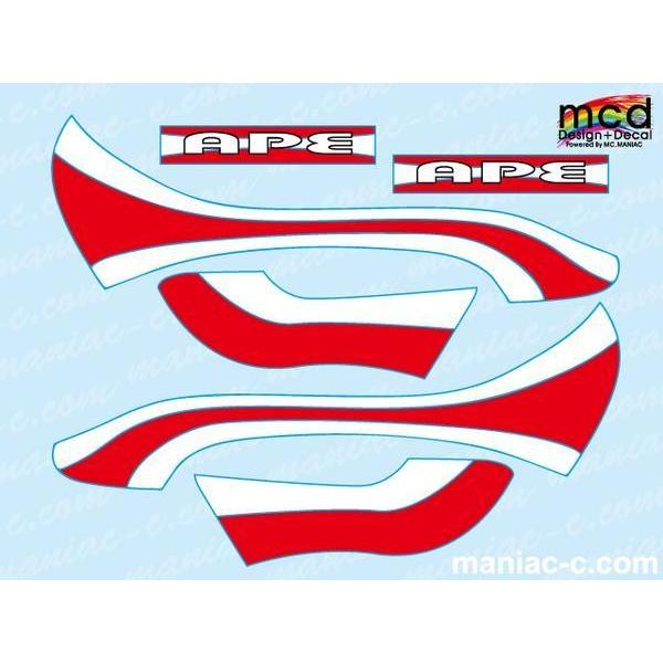 エイプ タンク サイドカバー デカール ステッカー MCDtypeMT 赤白系